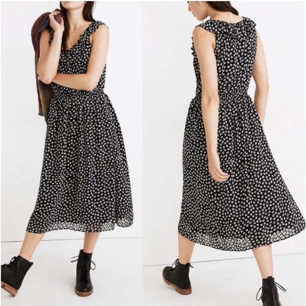 Madewell Black and White Midi Dress